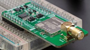 MicroE lte-iot-10-click on protoboard